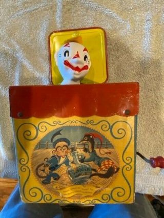 Vintage Rare Mattel 1950s Jack In The Box With Jolly - Tune The Clown No Music Fix