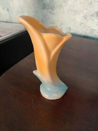 Vintage Shawnee Pottery Mini Lily Vase - Yellow And Blue - Usa 1125 5 "