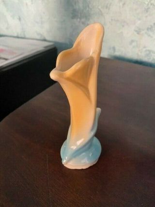 Vintage Shawnee Pottery Mini Lily Vase - Yellow and Blue - USA 1125 5 