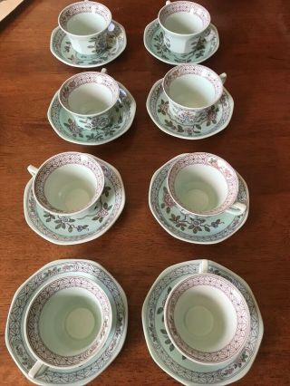 Calyx Ware Adams Singapore Bird Set Of 8 Tea Cups And Saucers