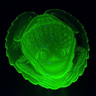 Lg Wright Vaseline Glass Frog Covered Dish - Canary Yellow Uranium