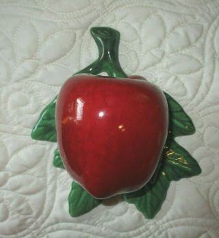 Vintage California Pottery Red Apple Wall Pocket Vase
