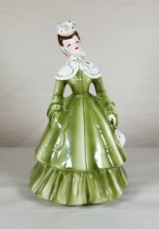 Vtg Florence Ceramics Pasadena California Lillian Lady Figurine 7 1/2 " Green