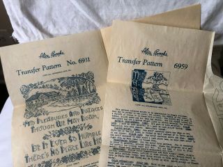 Two Vtg 1940s Alice Brooks Mail Order Embroidery Cross Stitch Transfer Patterns
