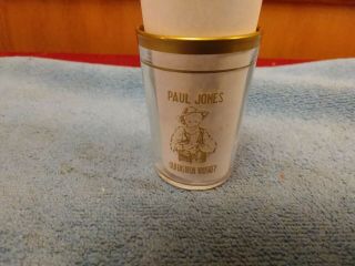 Vintage Paul Jones Old Fashion Whiskey Shot Glass Gold Rim 12 Panel Advertising
