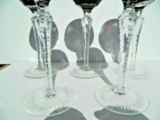 Vintage Set Of 5 Dark Red Cut Crystal To Clear 8 1/4 Inch Tall Wine Glasses 4