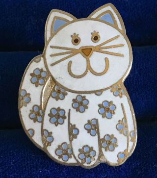 Hallmark Signed Vintage Enamel Cat Pin Brooch Kitty