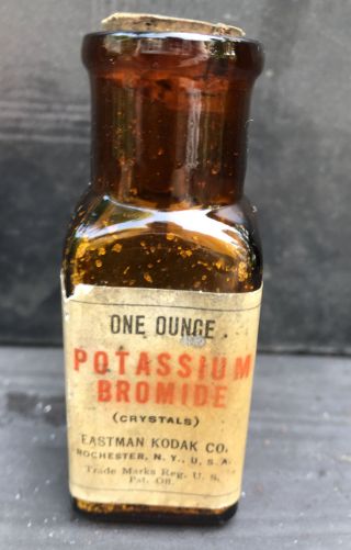 Vintage Eastman Kodak Camera/dark Room/developing Potassium Bromide Glass Bottle