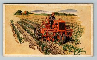 Milwaukee Wi,  Allis - Chalmers Model C Tractor,  Vintage Wisconsin Postcard