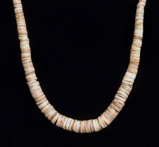 Vintage Native American Simple Graduated Size Beads Heishi Shell Necklace