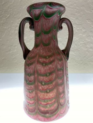 Fratelli Toso Fenicio 2 Handled Vase Multi Color Six Inches High