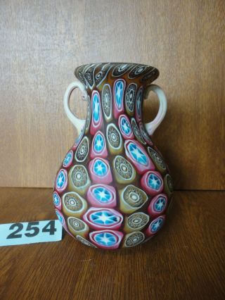 Large Fratelli Toso Murrine Cane / Millifiori Italian Art Glass Vase