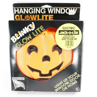 Vintage Blinky Glow Lite Jack - O - Lite Halloween Decor Electric Window Light