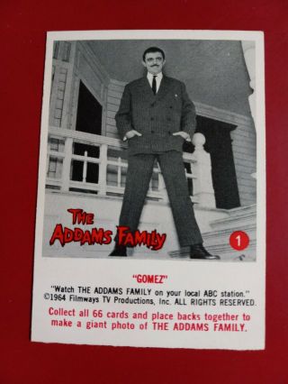 Vintage 1964 The Addams Family Tv Show Donruss Trading Card 1 World Ship Gomez