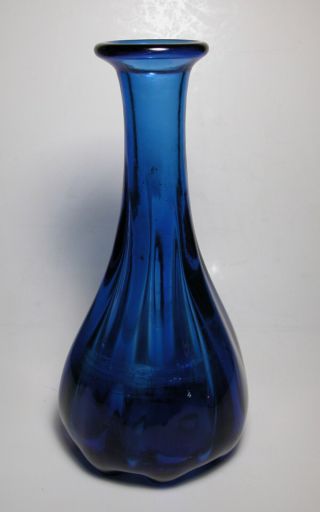 Old 19thc Cobalt Blue Pittsburgh Mckee Pillar Molded Flint Glass Decanter Bottle