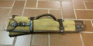 Vintage Canvas & Leather Gun Case For Take Down Shotgun Or Rifle