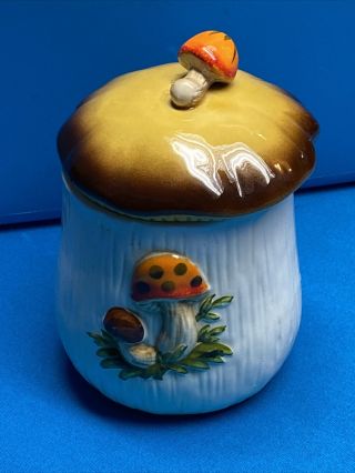 Vintage 1978 Sears Roebuck Merry Mushroom 6” Canister Ceramic Jar
