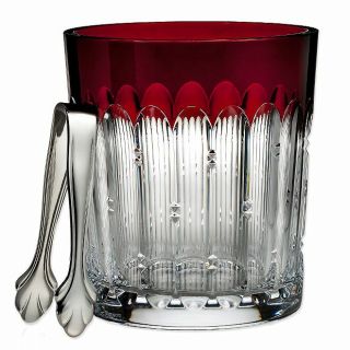Waterford Crystal Mixology Talon Ruby Red Ice Bucket W / Tongs -
