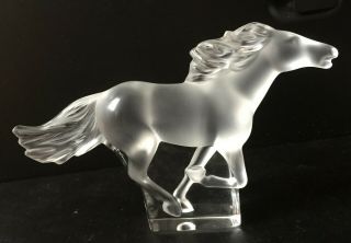 Flawless Lalique Kazak Galloping Horse Frosted Crystal Large 6 " Figurine Statue