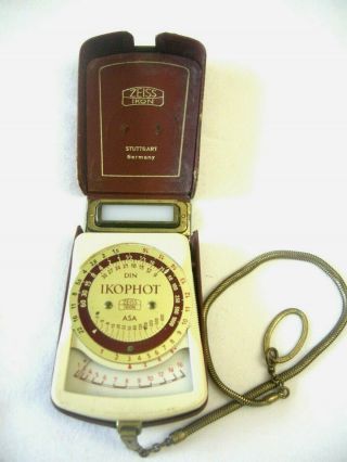 Zeiss Ikon German Ikophot Vintage Light Exposure Meter In Leather Case