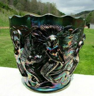 Rare Fenton Verlys Mould Vintage Carnival Glass Mermaid Vase 7 " H 6.  5 " W 1970 - 72