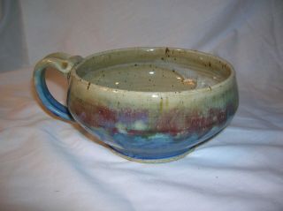 Hand Thrown Studio Art Pottery Blue Brown Speckled Glaze Coffee Mug/soup Cup