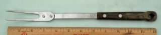 Vintage Happy Home Meat Turning Carving Fork 2 Prong Wood Handle 12 " Long