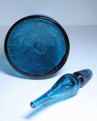 Vtg Blenko 920 - M Turquoise or Teal Crackle Decanter Winslow Anderson 2