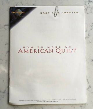 Vintage Movie Film Press Kit Book Photo How To Make An American Quilt