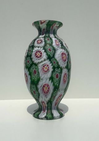 Venetian Italian Fratelli Toso Art Glass Millifiori 7 1/4” Vase
