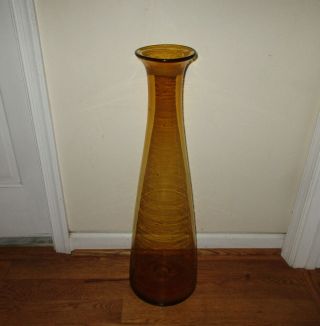 Vintage Blenko Glass Large Floor Decanter Vase Wayne Husted Mcm 1960 