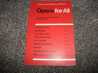 Opera For All Theatre Programme (1970/71 Tour,  Welsh National Opera,  Etc)