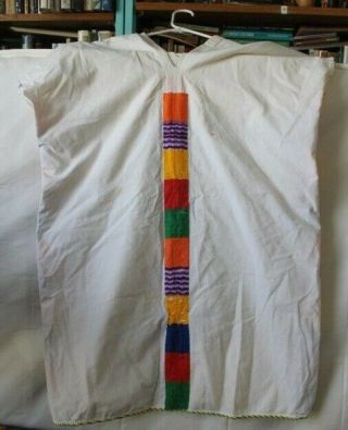 Womens Mexican Cotton Tunic/blouse Vintage White With Colors Hippie Boho
