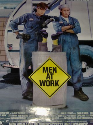 Vintage 90s Video Movie Poster Sheen & Estevez Men At Work Rolled