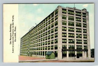 Haverhill Ma,  Burgess - United Shoe Factory Vintage Massachusetts C1910 Postcard