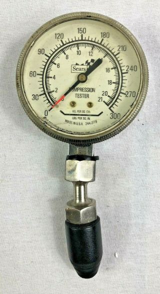 Vintage Sears Craftsman Engine Auto Compression Tester Made In Usa Chrome