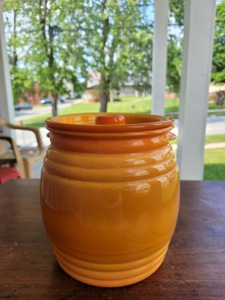 Vintage Orange Bittersweet Slag Glass Cookie Jar Mid Century Modern Le Smith