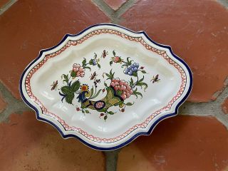 Two French Faience Hand Painted Pre - Owned Plates From Estate Of Collector