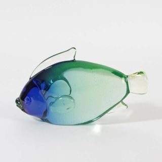 Sweet Offended Multicolored Uranium Cenedese Murano Glass Fish Sculpture Nason