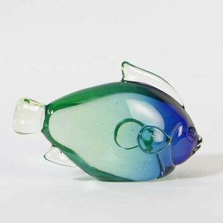 Sweet offended multicolored uranium Cenedese Murano glass fish sculpture Nason 4