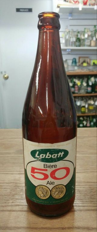 Vintage Labatt 50 Ale Quart Size Paper Label Beer Bottle