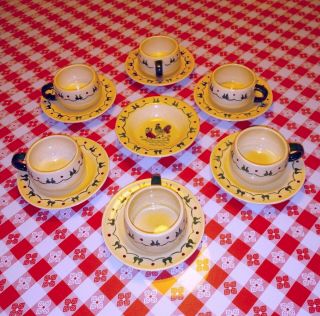 Set Of 6 Metlox Poppytrail Homestead Provincial Rooster Cups And Saucers,  Bowl