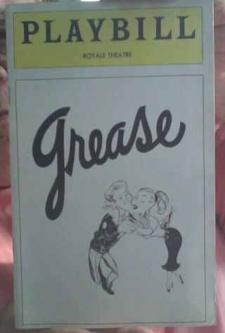 Playbill " Grease ",  Starring Jeff Conaway,  June 1974