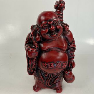 Vintage Laughing Red Resin Buddha,  Signifies Abundance And Happiness 4 1/2 " Tall