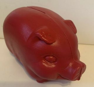 Vintage Red/pink Pig Hard Plastic Coin Bank Piggy Blow Mold Fuschia Toy Carnival