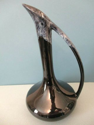Signed Anna Van Briggle Pottery Vase 12 " Cobalt Blue & Tan Drip Glaze Art Deco
