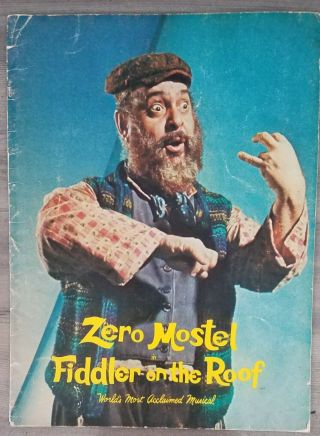 Zero Mostel In Fiddler On The Roof Vintage Broadway Musical Program