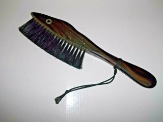 Vintage Wood Handled Crumb Brush With Eye One Side Great For Cleaning Work Space
