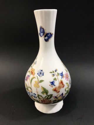 Aynsley Fine English Bone China Cottage Garden Vase Floral Butterfly 6 1/4”tall