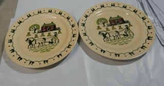 2 Vintage Metlox Poppytrail Homestead Provincial Dinner Plates 10 " Great Cond